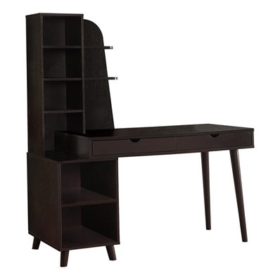 BUREAU D'ORDINATEUR - 55"L / ESPRESSO AVEC BIBLIOTHÈQUE