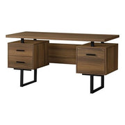 BUREAU D'ORDINATEUR - 60"L / NOYER / METAL NOIR