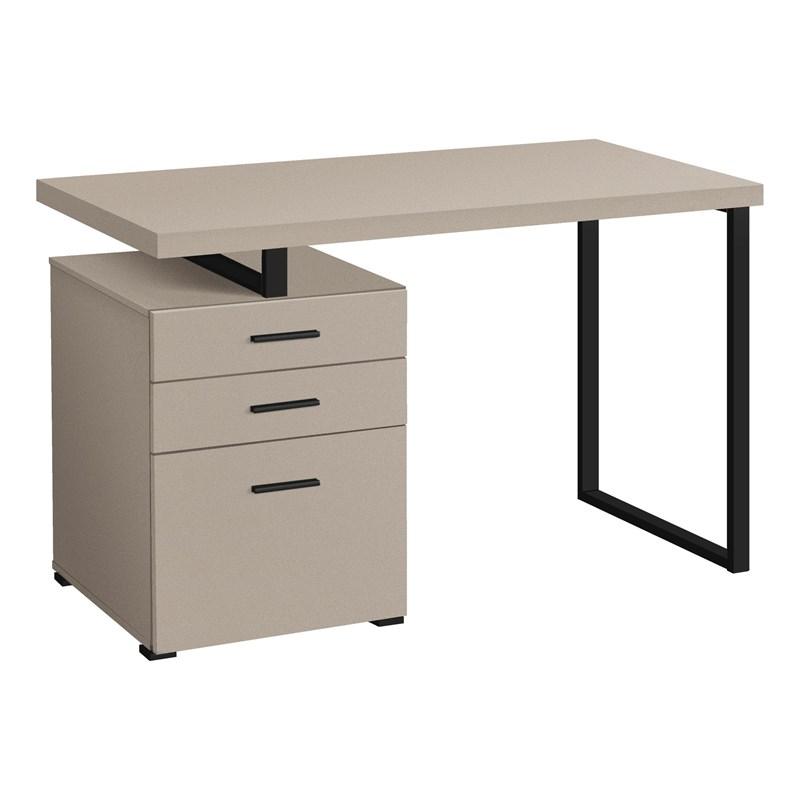 BUREAU D'ORDINATEUR - 48"L / TAUPE MODERNE / METAL NOIR / G/D