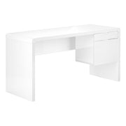 BUREAU D'ORDINATEUR - 60"L / TIROIR GAUCHE FACE BLANC BRILLANT