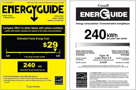 Koolatron KTUF88 Congélateur vertical de 3,1 pieds cubes (88 litres) avec thermostat réglable