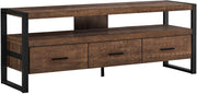 MEUBLE TV - 60"L / FAUX BOIS BRUN / 3 TIROIRS