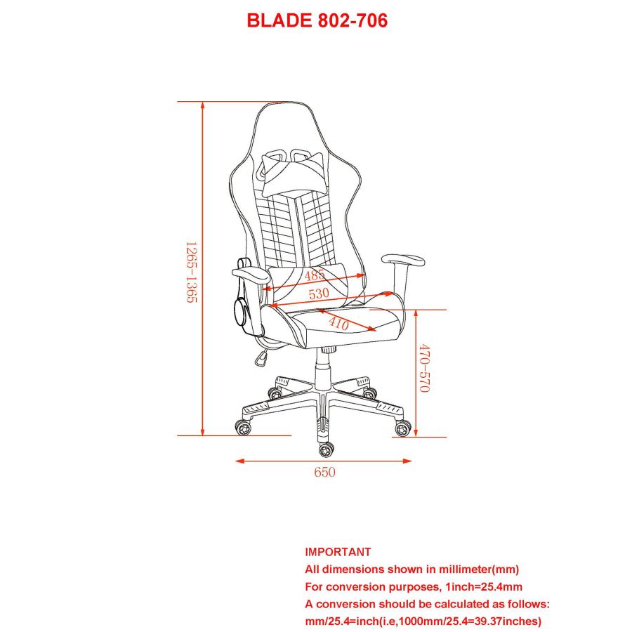 Chaise de bureau à domicile Blade en gris