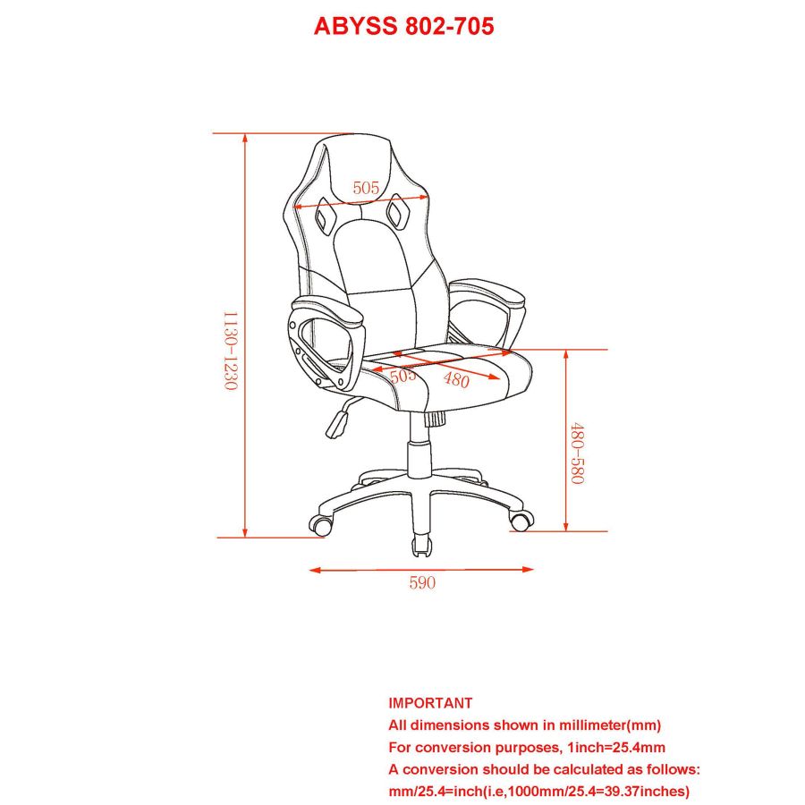 Chaise de bureau à domicile Abyss en rouge