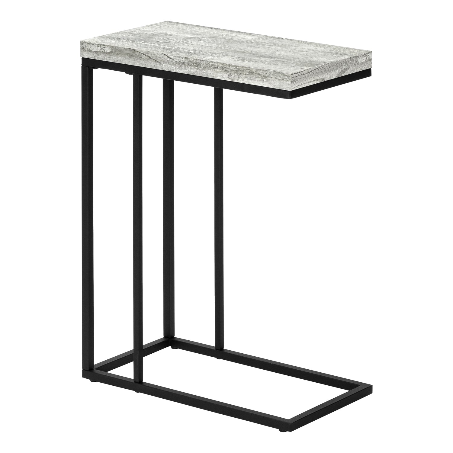 TABLE D'APPOINT - 25"H / BOIS DE RÉCUPÉRATION GRIS / MÉTAL NOIR