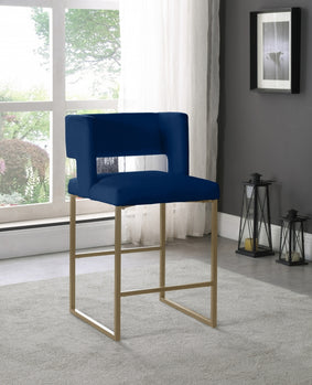 Tabouret de comptoir en velours Caleb