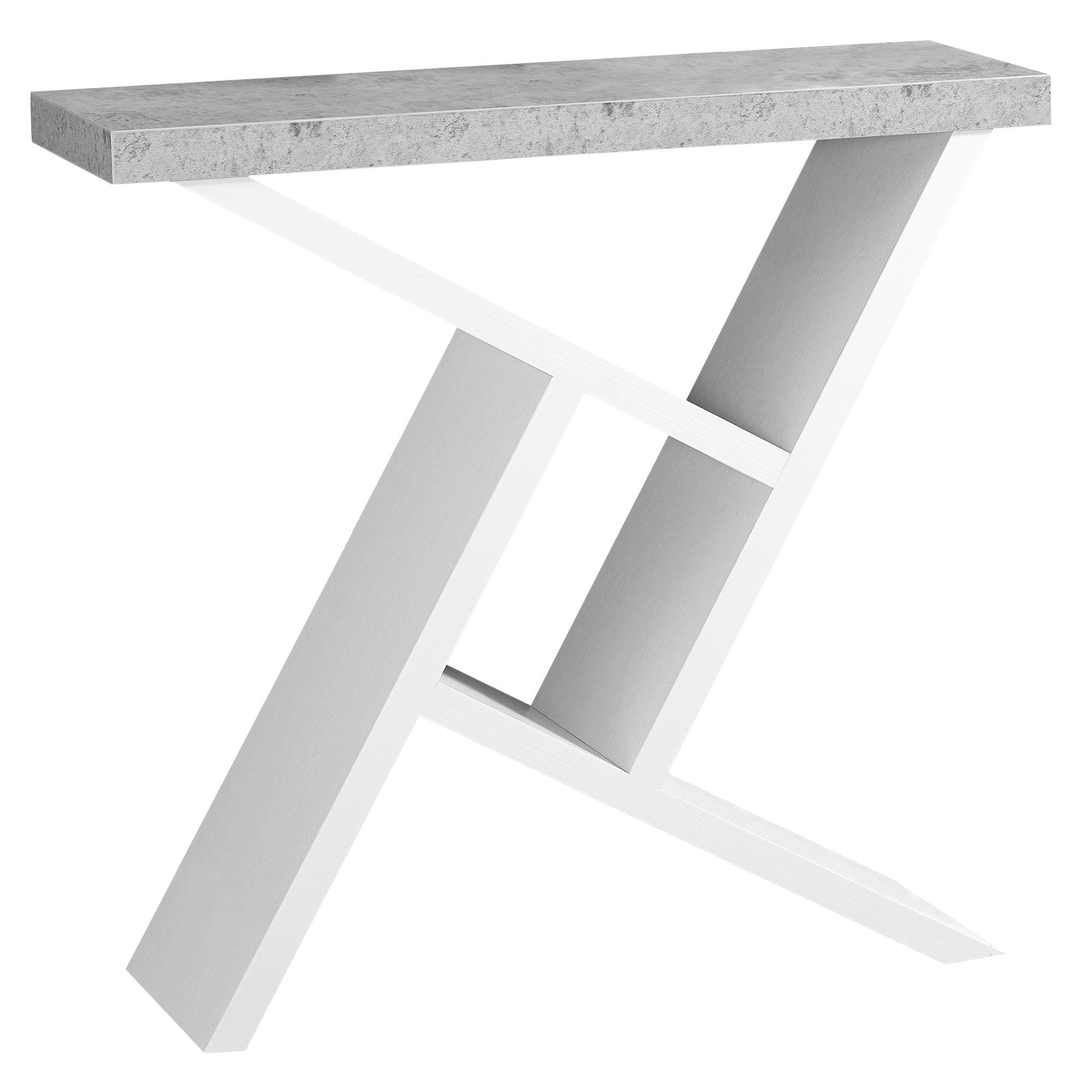 TABLE D'APPOINT - 36"L / BLANC / CONSOLE D'ENTREE ASPECT CIMENT