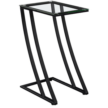 TABLE D'APPOINT - MÉTAL NOIR AVEC VERRE TREMPÉ