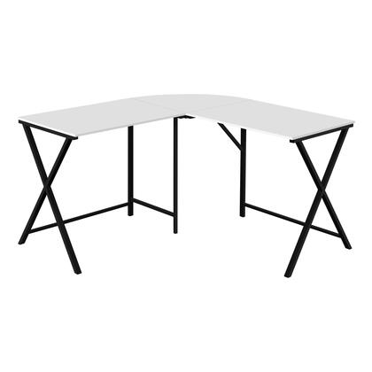 BUREAU D'ORDINATEUR - 55"L / DESSUS BLANC / COIN METAL NOIR