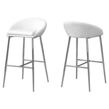 TABOURET DE BAR - 2PCS / BLANC / BASE CHROME / HAUTEUR BAR