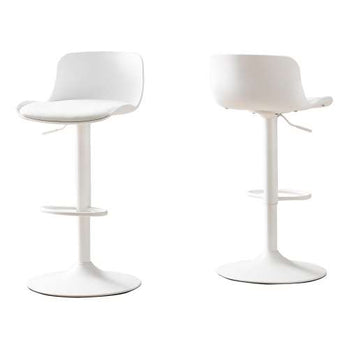 TABOURET DE BAR - 2PCS / BLANC / ÉLÉVATEUR HYDRAULIQUE EN MÉTAL BLANC 