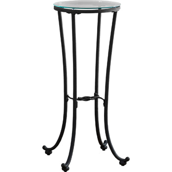 TABLE D'APPOINT - MÉTAL NOIR MARTELÉ AVEC VERRE TREMPÉ