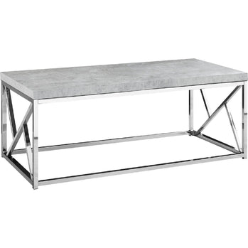TABLE BASSE - CIMENT GRIS ET MÉTAL CHROMÉ