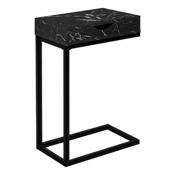 TABLE D'APPOINT - MARBRE NOIR / MÉTAL NOIR AVEC UN TIROIR