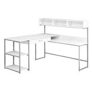 BUREAU ORDINATEUR - COIN BLANC / METAL ARGENT
