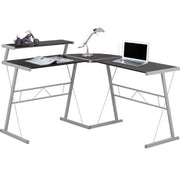 BUREAU D'ORDINATEUR - DESSUS ESPRESSO / MÉTAL ARGENT