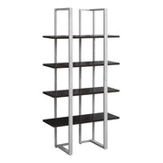 Étagère Industrielle 60" : Fini Espresso et Métal Argenté