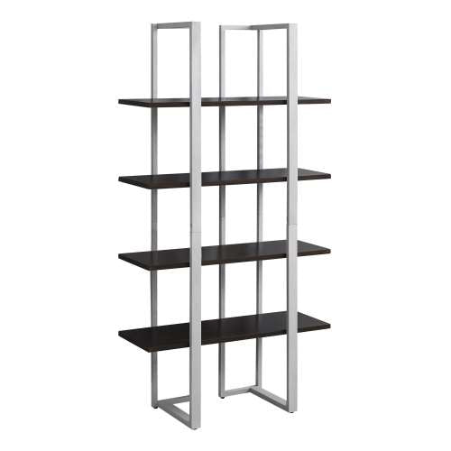 Étagère Industrielle 60" : Fini Espresso et Métal Argenté