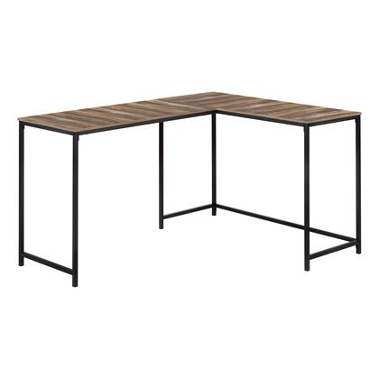 BUREAU D'ORDINATEUR - 58"L/ RÉCUPÉRATION BRUN/ COIN MÉTAL NOIR