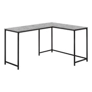 BUREAU D'ORDINATEUR - 58"L/ ASPECT PIERRE GRIS/ COIN METAL NOIR