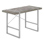BUREAU D'ORDINATEUR - 48"L / ASPECT BÉTON GRIS / MÉTAL ARGENT