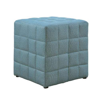 POUF - TISSU ASPECT LIN BLEU CLAIR