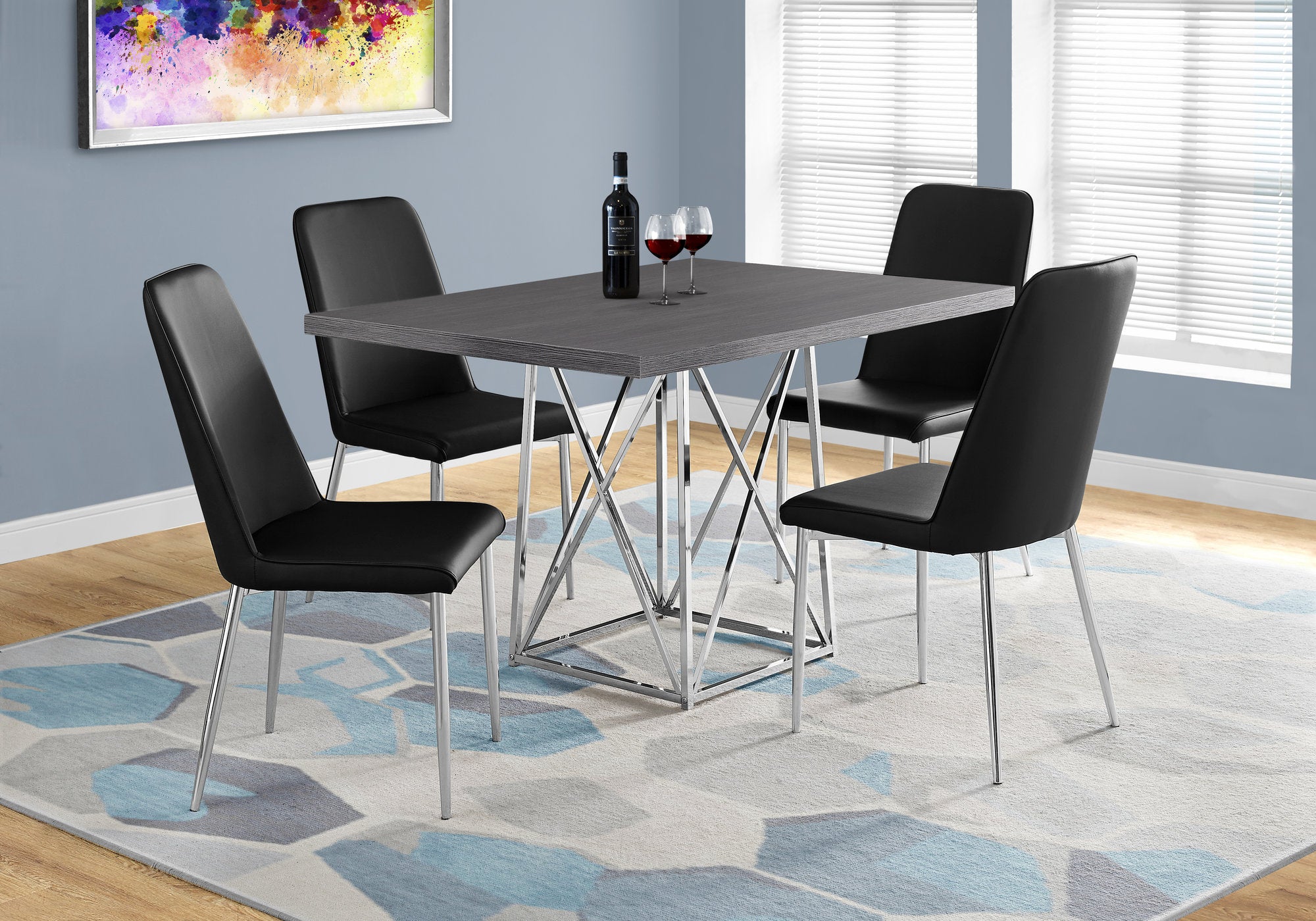 TABLE A MANGER - 36"X 48" / GRIS / METAL CHROME 