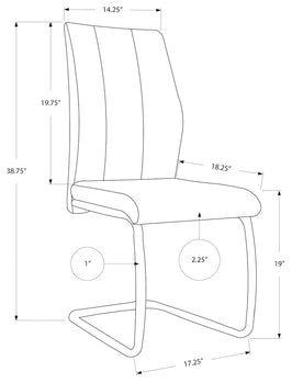 CHAISE DE SALLE A MANGER - 2PCS / 39"H / VELOURS GRIS FONCE / CHROME