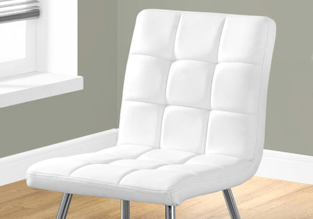 CHAISE DE SALLE A MANGER - 2PCS / 32"H / SIMILI-CUIR BLANC / CHROME