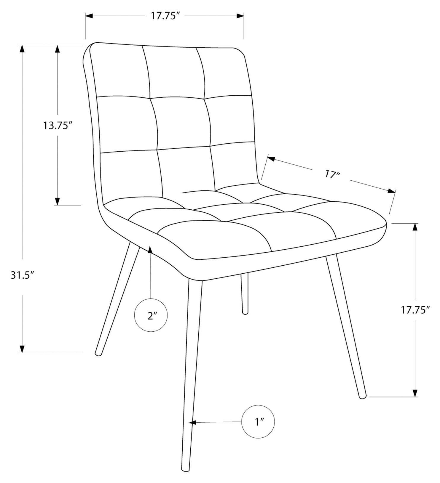 CHAISE DE SALLE A MANGER - 2PCS / 32"H / SIMILI-CUIR GRIS / CHROME