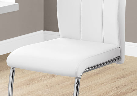 CHAISE DE SALLE À MANGER - 2PCS / 39"H / SIMILI-CUIR BLANC / CHROME 