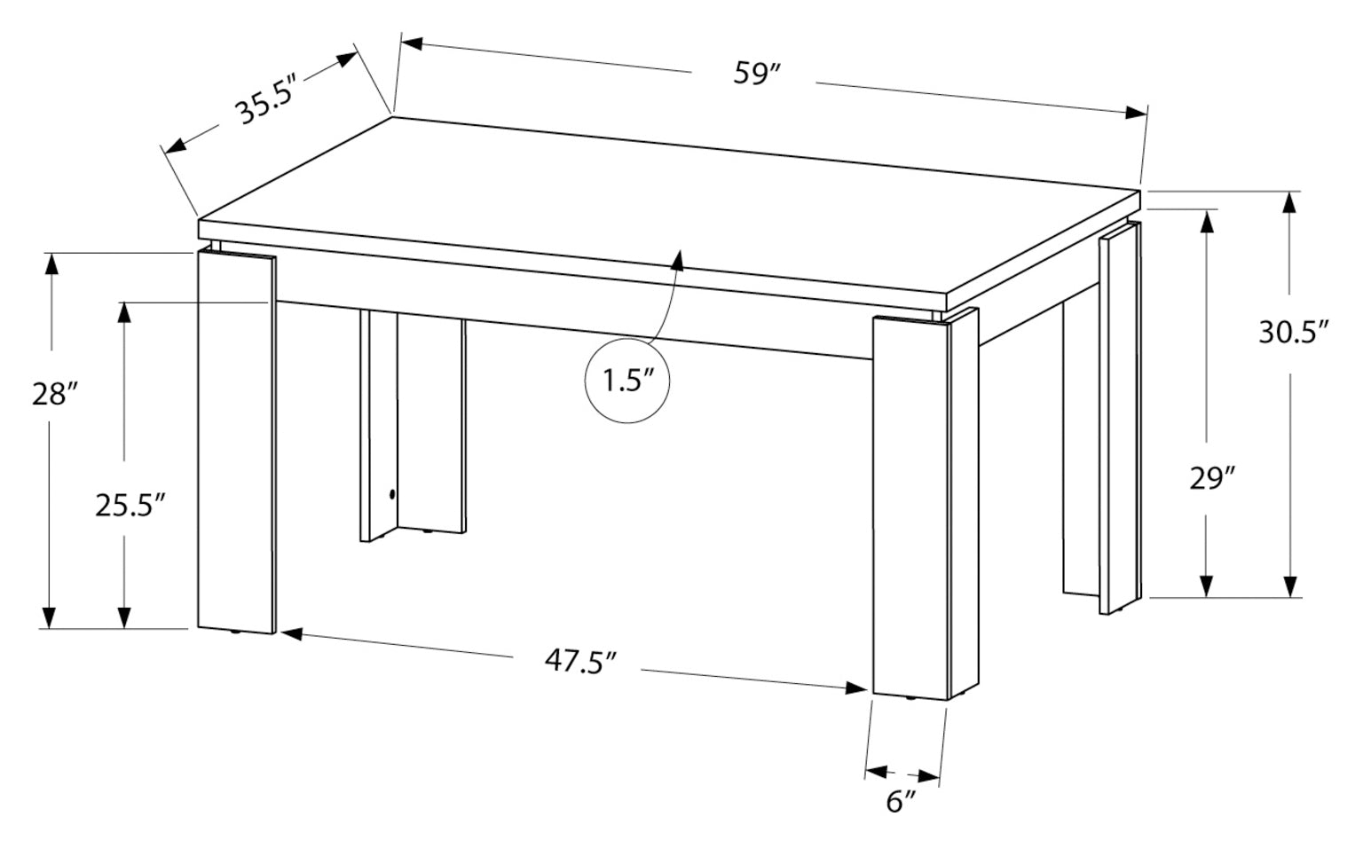 TABLE À MANGER - 36"X 60" / ASPECT BOIS TAUPE