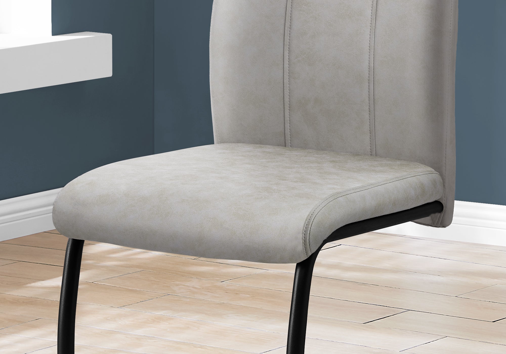 CHAISE DE SALLE A MANGER - 2PCS / 39"H / TISSU GRIS / METAL NOIR