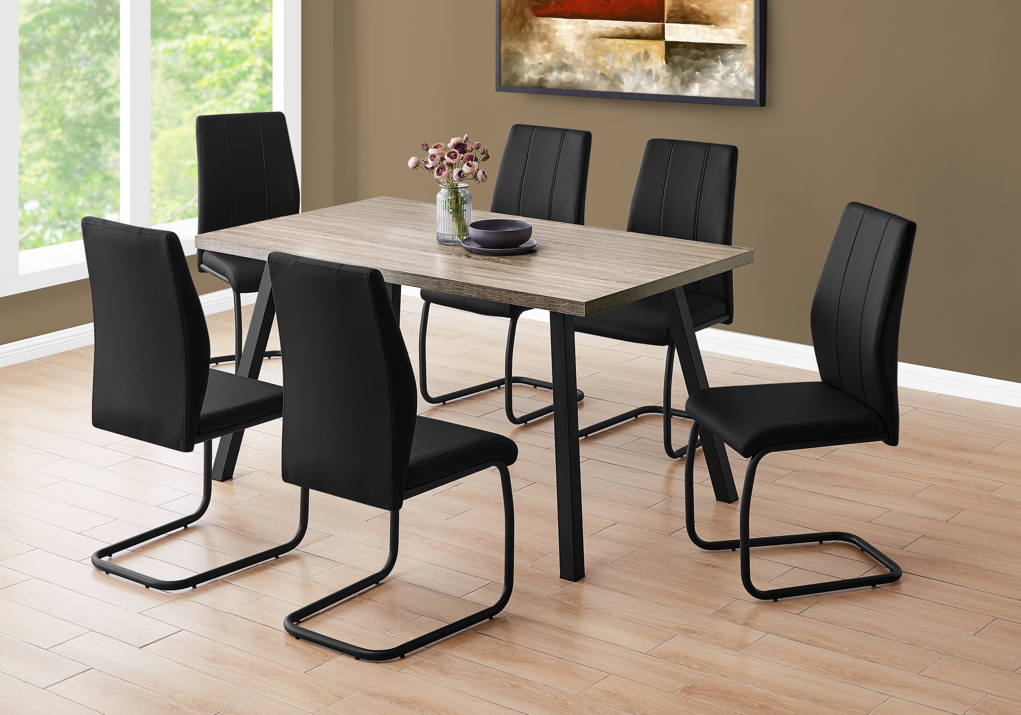 TABLE A MANGER - 36"X 60" / TAUPE FONCE / METAL NOIR 
