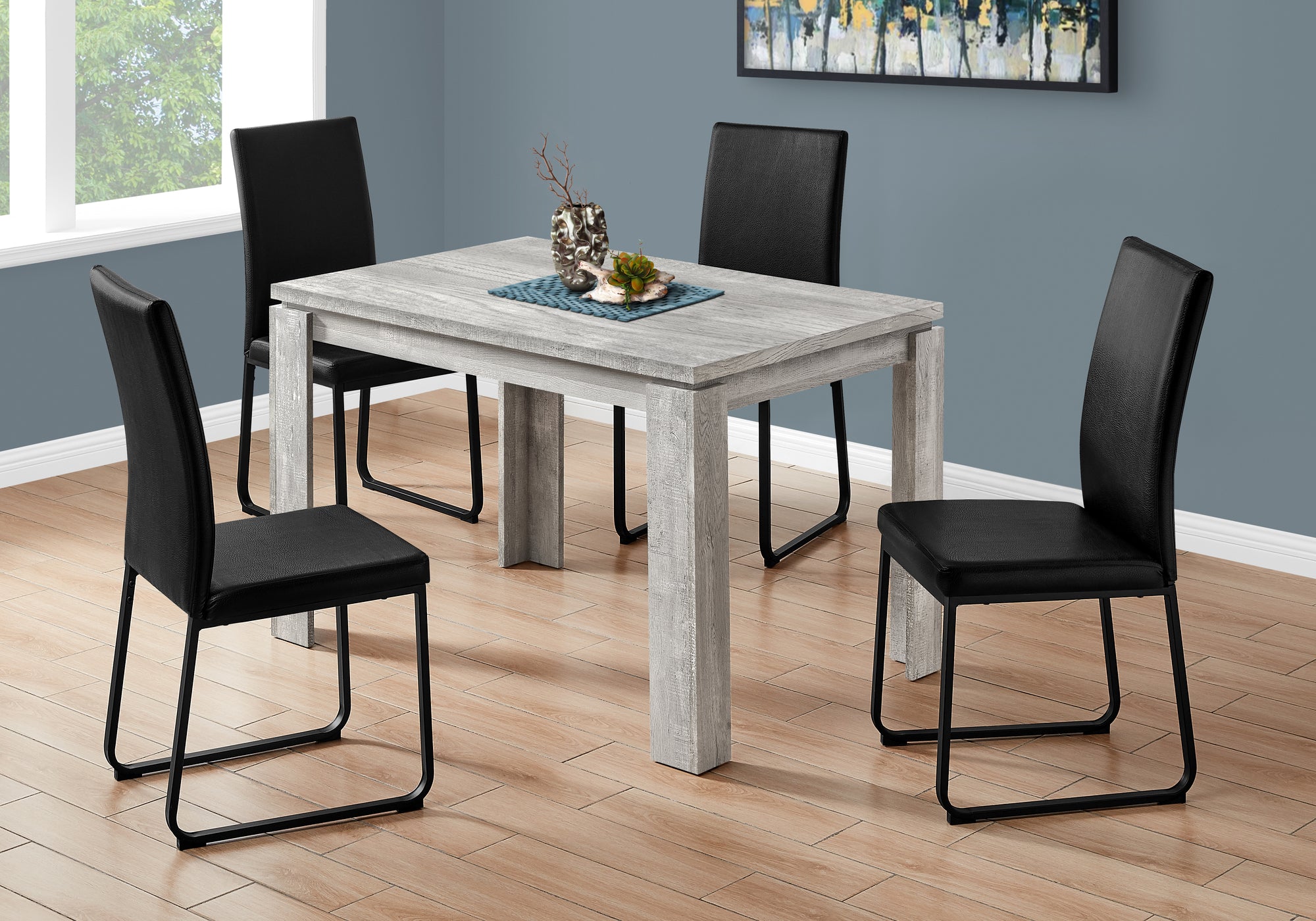 Table à manger rectangulaire, 48", couleur grise, contemporaine, moderne