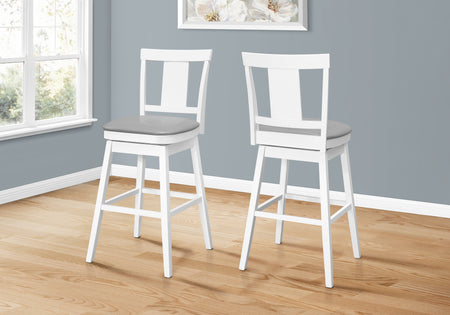 TABOURET DE BAR - 2PCS / 44"H / BLANC / HAUTEUR DE BARRE PIVOTANTE