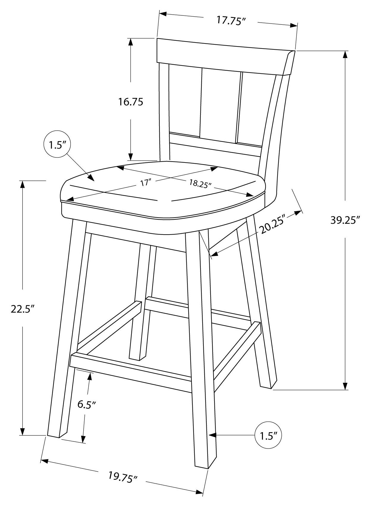TABOURET DE BAR - 2PCS / 39"H / BLANC / HAUTEUR COMPTOIR PIVOTANT