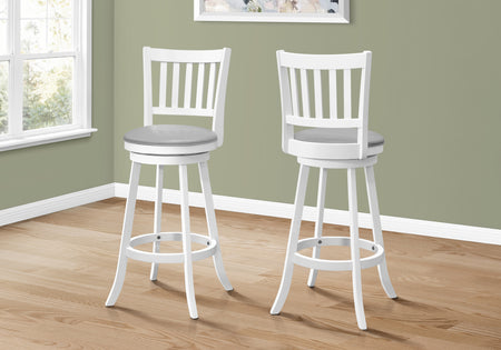 TABOURET DE BAR - 2PCS / 44"H / BLANC / HAUTEUR DE BARRE PIVOTANTE