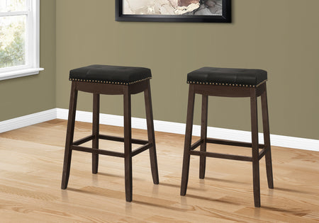 TABOURET DE BAR - 2PCS / 29"H / SIMILI-CUIR NOIR / ESPRESSO