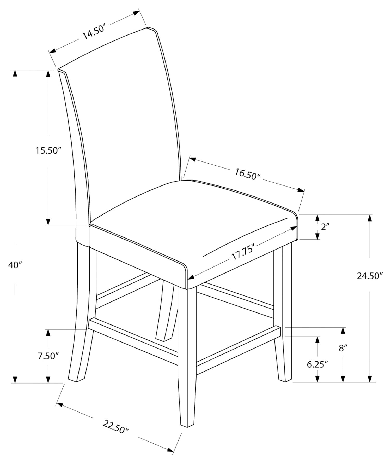 CHAISE DE SALLE A MANGER - 2PCS / HAUTEUR COMPTOIR SIMILICUIR GRIS 