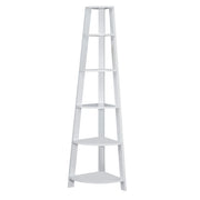 BIBLIOTHÈQUE - 72"H / ÉTAGERE D'ACCENT EN COIN BLANC