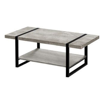 TABLE BASSE - SIMILI BOIS GRIS / MÉTAL NOIR 