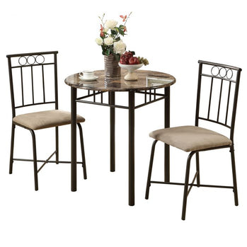 ENSEMBLE A DÎNER - ENSEMBLE 3PCS / MARBRE ESPRESSO / MÉTAL BRONZE