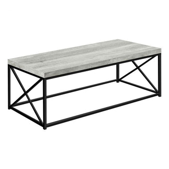 TABLE BASSE - ASPECT BOIS GRIS/MÉTAL NOIR 