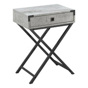 TABLE D'APPOINT - 24"H / CIMENT GRIS / METAL NICKEL NOIR