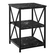 TABLE D'APPOINT - 26"H / MARBRE NOIR / METAL NOIR