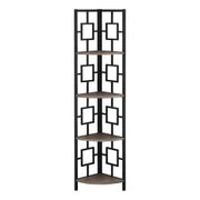 Présentoir d'Angle Artisanal : 62" Taupe Foncé et Acier Noir
