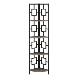 Présentoir d'Angle Artisanal : 62" Taupe Foncé et Acier Noir