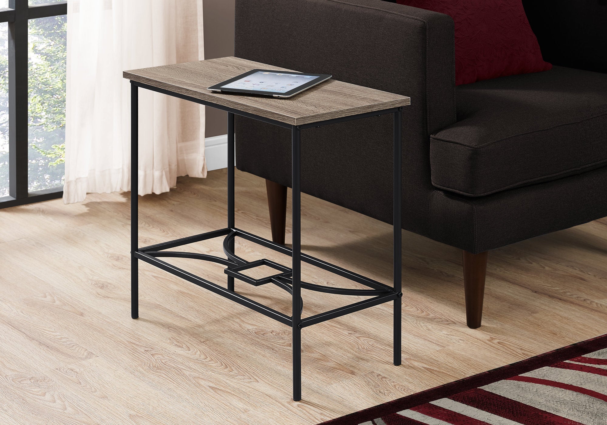 TABLE D'APPOINT - 22"H / TAUPE FONCE / METAL NOIR