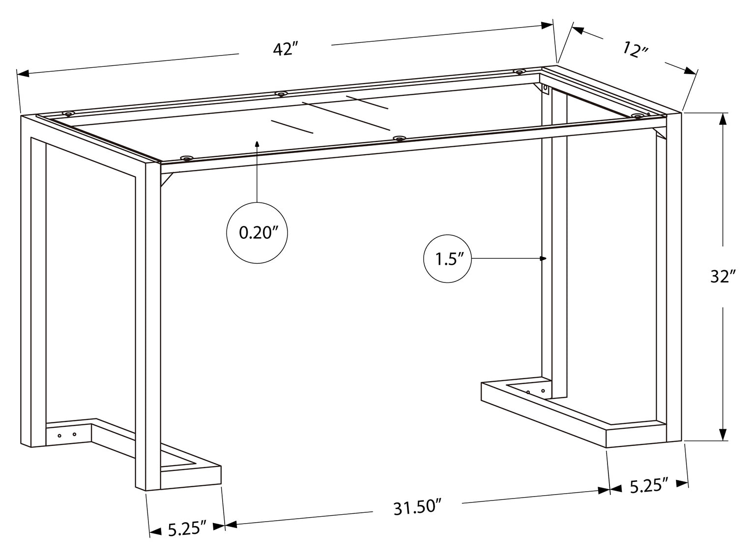TABLE D'APPOINT - 42"L / NOIR / CONSOLE D'ENTREE EN VERRE TREMPE